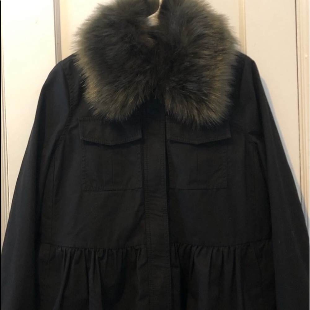 kate spade faux fur trim military jacket - Picture 2 of 8